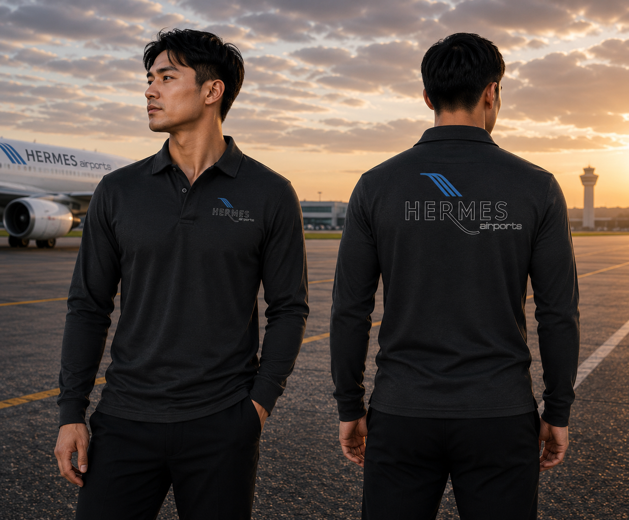 HERMES AIRWAYS LONG SLEEVE  POLO