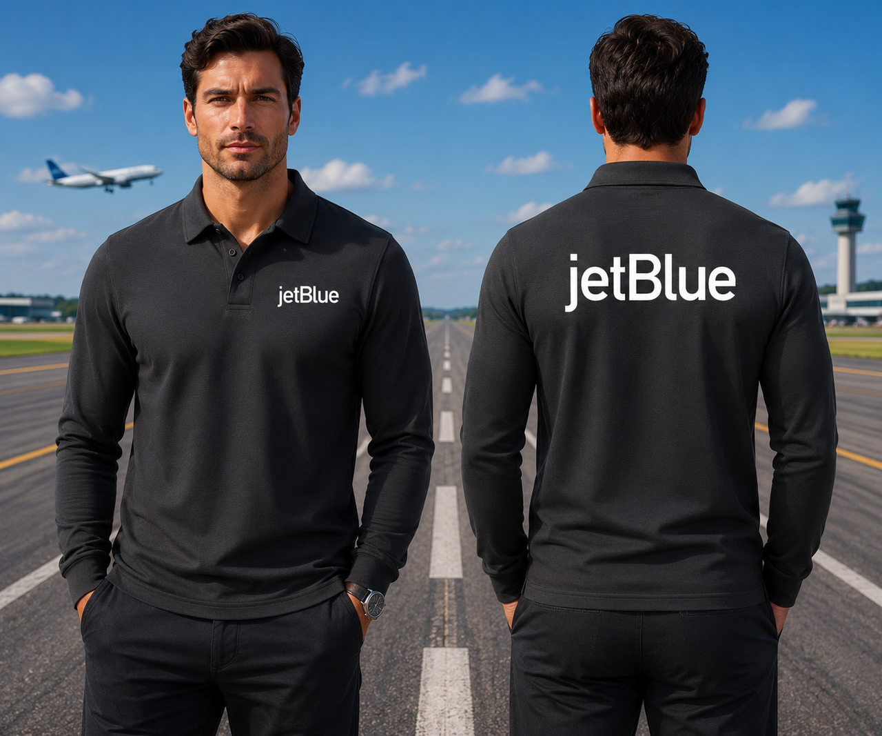 JET BLUE AIRLINES LONG SLEEVE  POLO