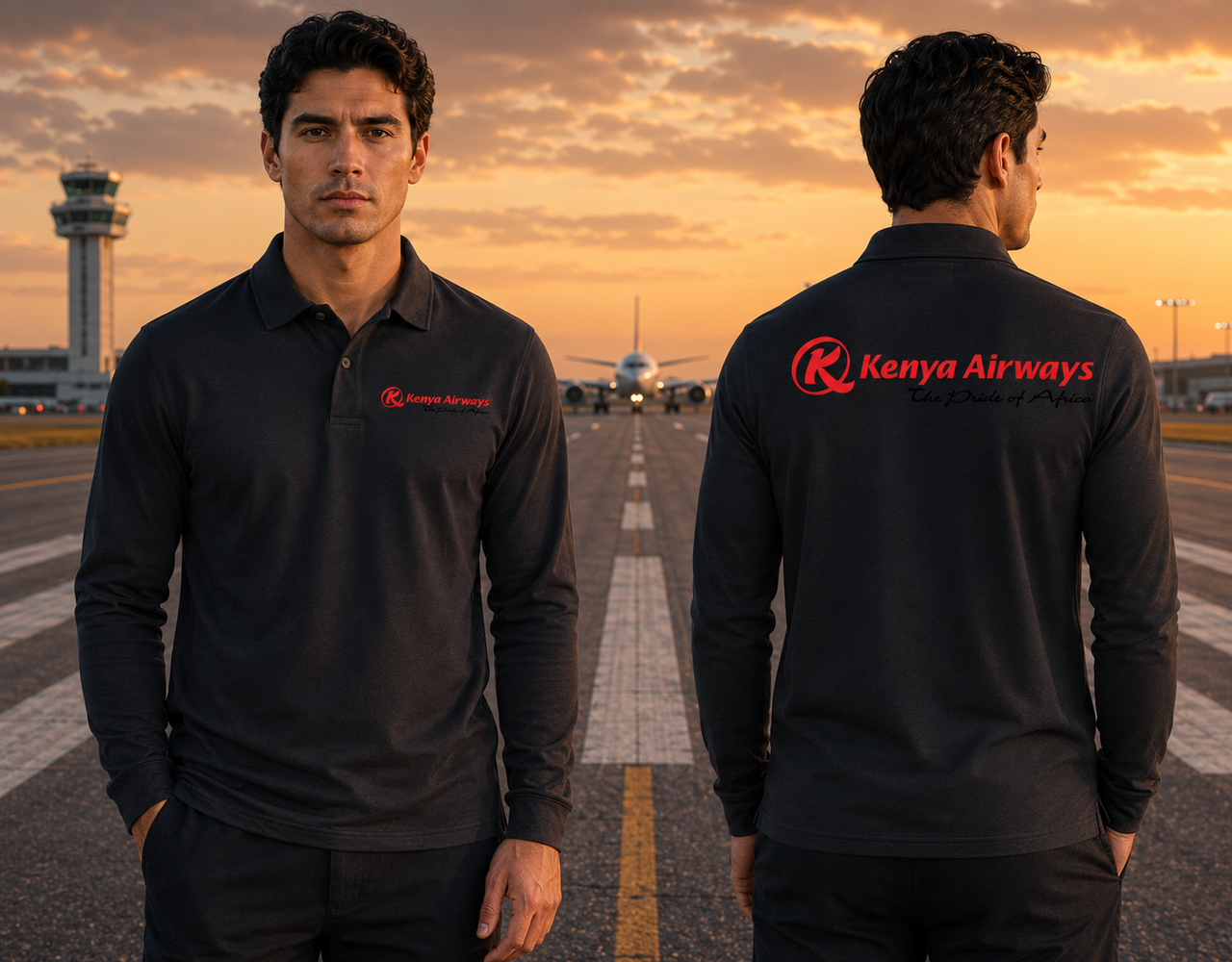 KENYA AIRWAYS AIRLINES LONG SLEEVE  POLO