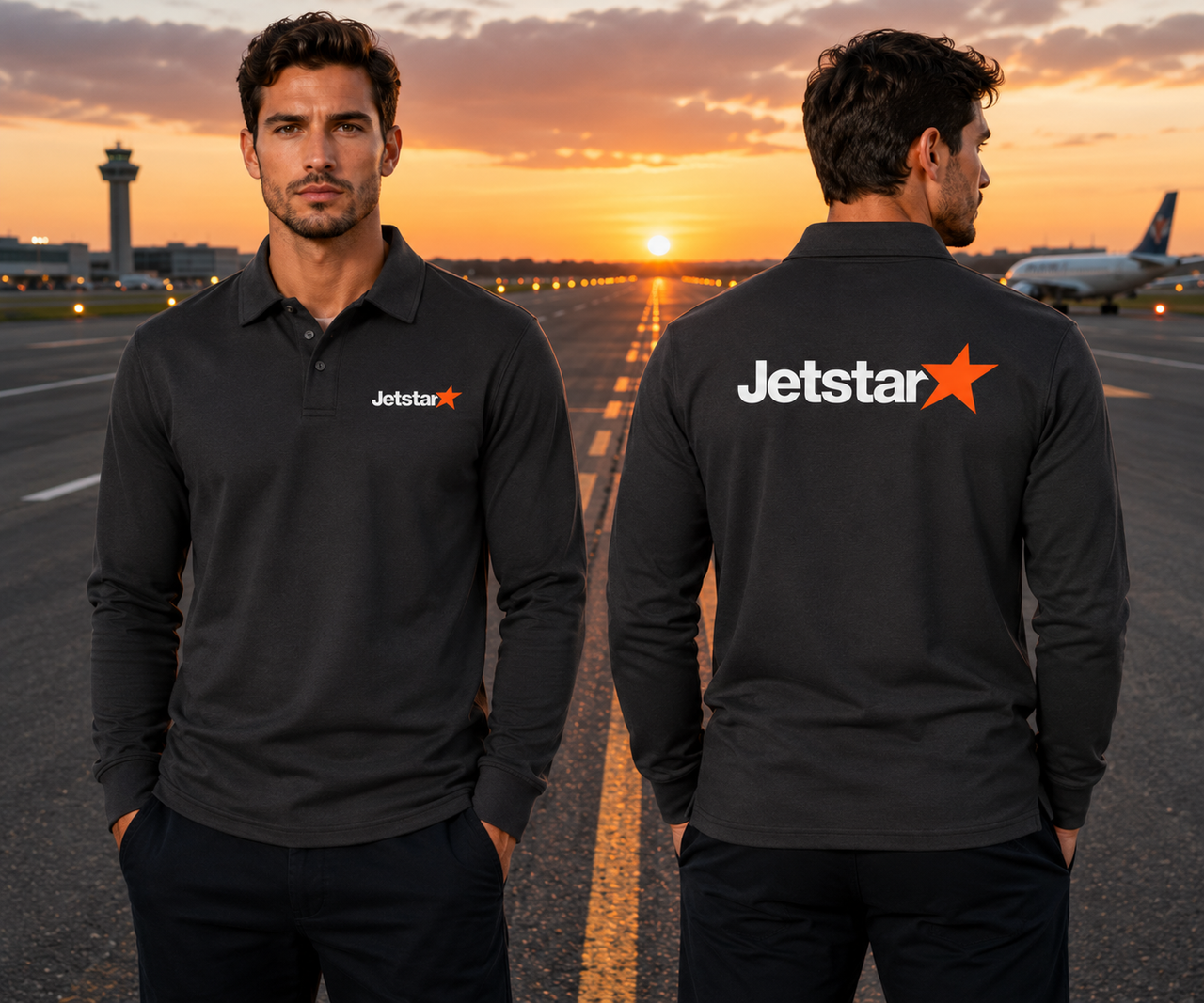 JETSTAR LONG SLEEVE  POLO