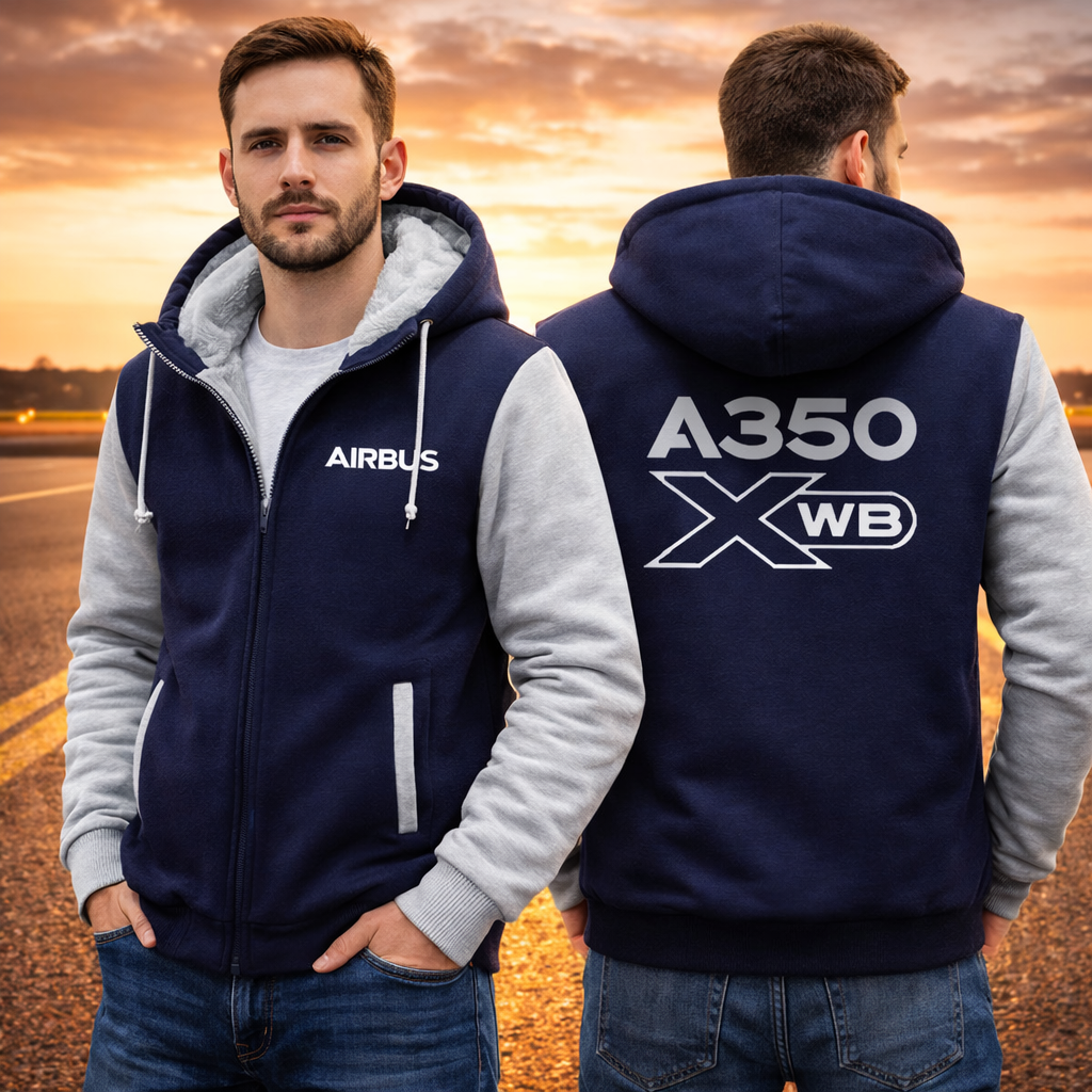 AIRBUS A350 XWB WINTER THICK ZIP SWEATSHIRTS