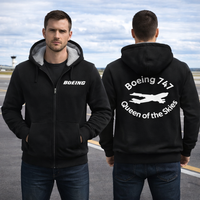 Thumbnail for BOEING 747 QUEEN OF THE SKIES WINTER THICK ZIP SWEATSHIRT