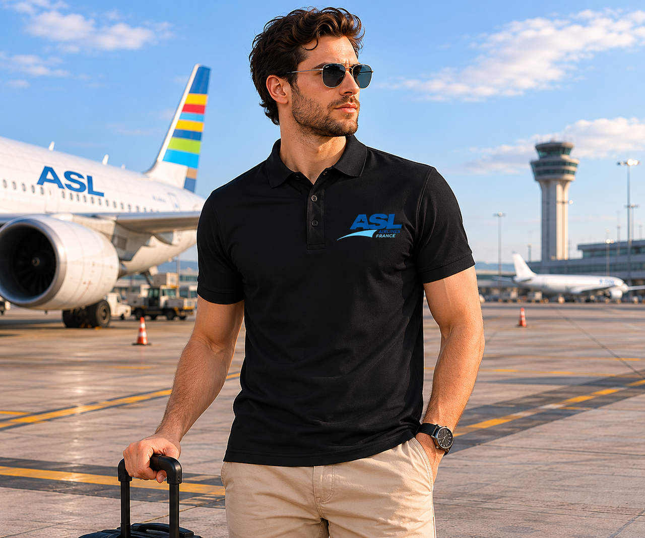 ASL FRANCE AIRLINES POLO T-SHIRT