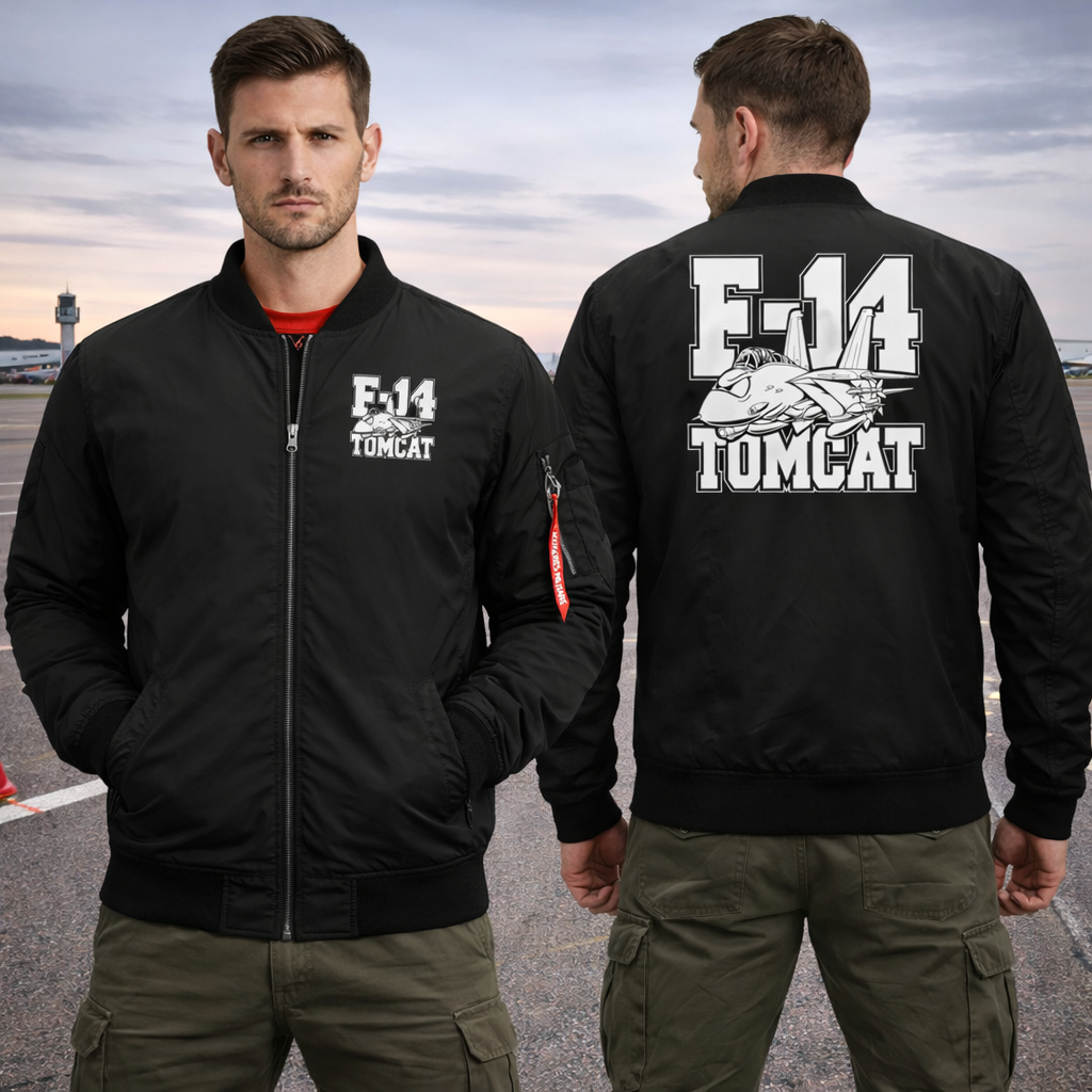 F-14 TOMCAT CLASSIC FIG*TER JET AIRCRAFT CARTOON AVIATOR JACKET