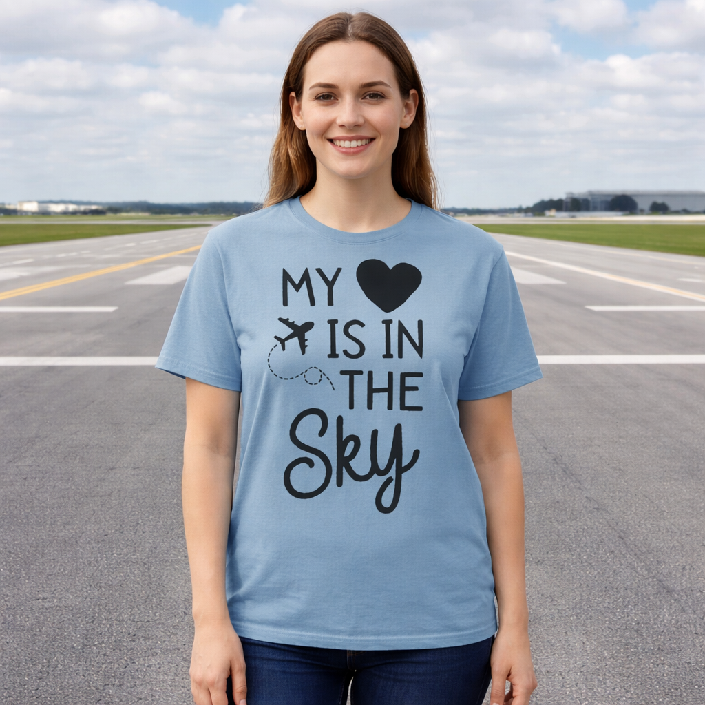 FLIGHT ATTENDANT-SHIRT FOR WOMEN MOM MY HEART IS T-SHIRT