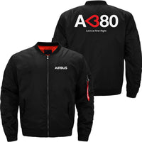 Thumbnail for AIRBUS A380 LOVE AT FIRST FLIGHT Ma-1 Bomber Jacket Flight Jacket Aviator Jacket THE AV8R