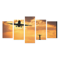 Thumbnail for AIRPLANE AND SILHOUETTE OF AIRBUS STANDING HAPPY MAN. CANVAS PRINT SETS C (NO FRAME) THE AV8R