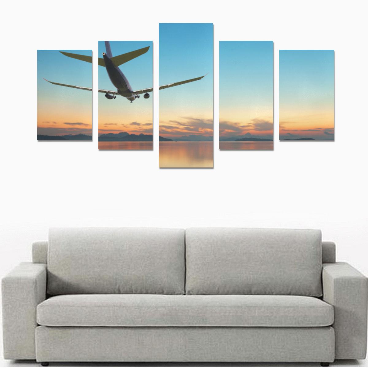 AIRPLANE FLYING OVER TROPICAL SEAIRBUS AT BEAUTIFUL SUN CANVAS PRINT SETS C (NO FRAME) THE AV8R