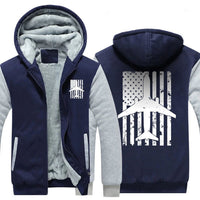 Thumbnail for B737 AIRLINER DISTRESSED AMERICAN FLAG DESIGNED ZIPPER SWEATER THE AV8R