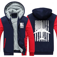 Thumbnail for B737 AIRLINER DISTRESSED AMERICAN FLAG DESIGNED ZIPPER SWEATER THE AV8R