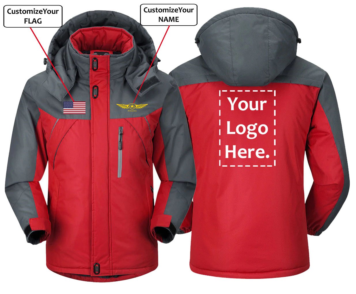 CUSTOM NAME, FLAG AND LOGO DESIGNED WINDBREAKER JACKET THE AV8R