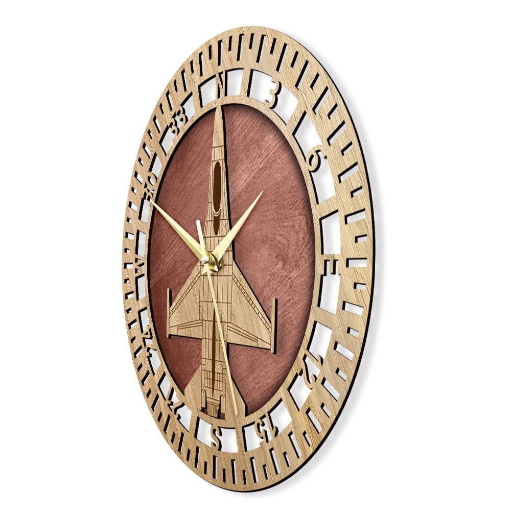 F-16 Fighting Falcon Wood  Wall Clock THE AVIATOR