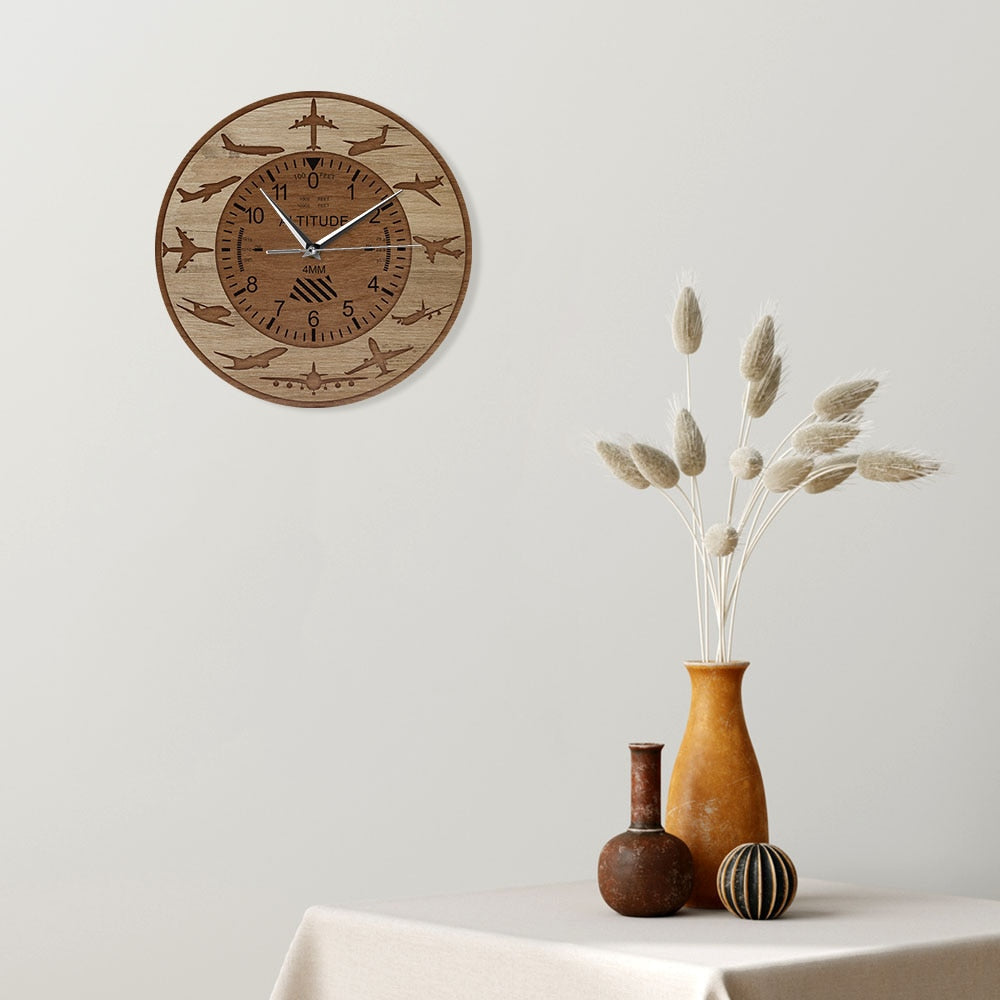 AIRPLANES ALTITUDE MEASUREMENT PRINTED WALL CLOCK. THE AVIATOR