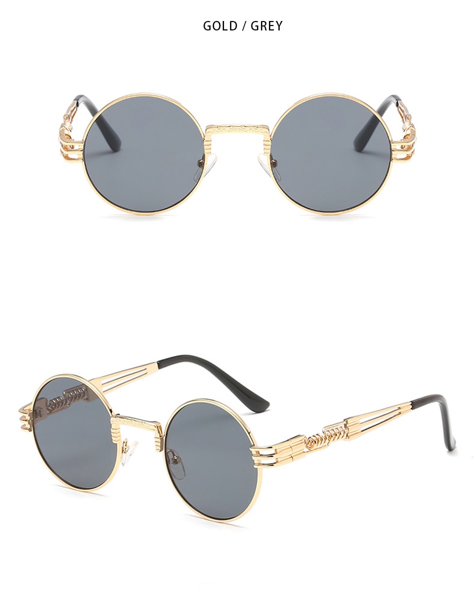 New Fashion Retro Steampunk Round Metal Sunglasses for Men Women AV8R