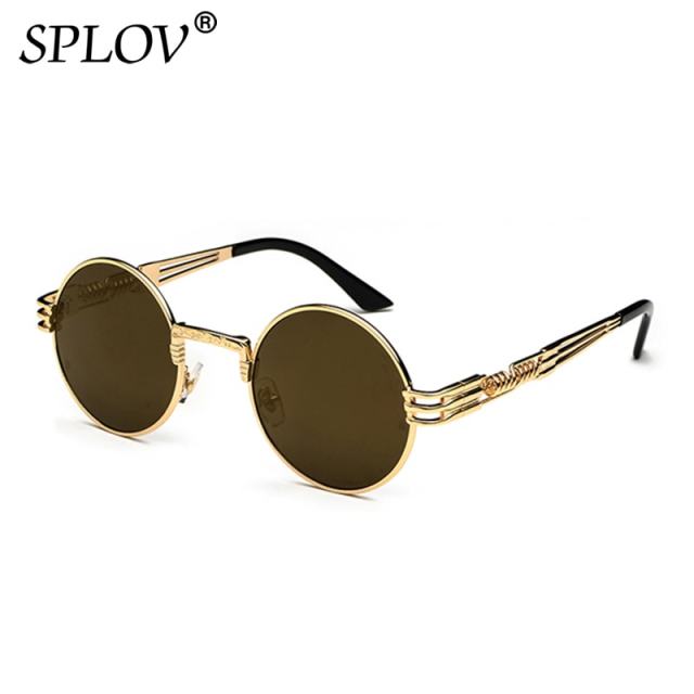 New Fashion Retro Steampunk Round Metal Sunglasses for Men Women AV8R