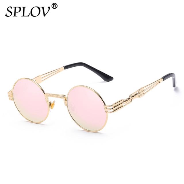 New Fashion Retro Steampunk Round Metal Sunglasses for Men Women AV8R