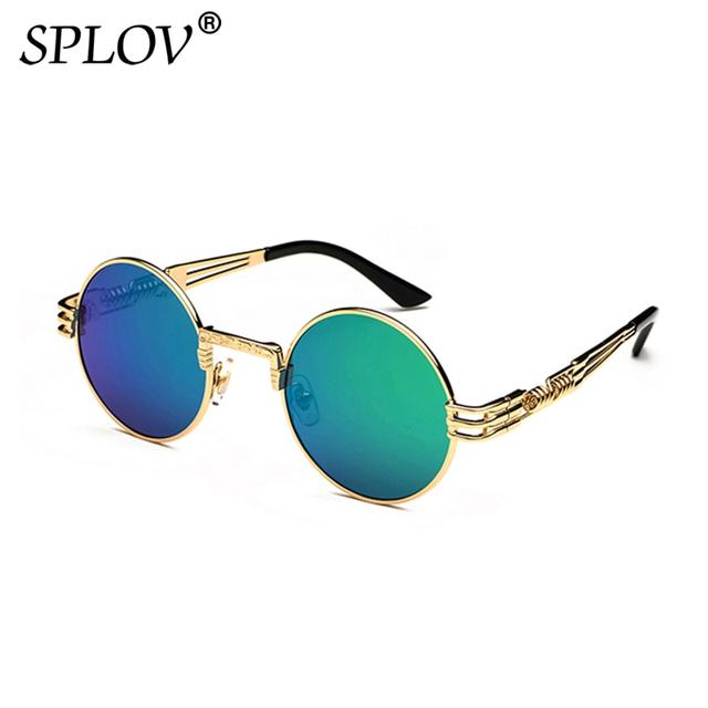 New Fashion Retro Steampunk Round Metal Sunglasses for Men Women AV8R