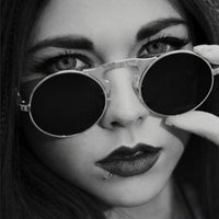 Thumbnail for Sunglasses Round Metal Women Men Style Retro Flip Circular Double Sun Glasses AV8R