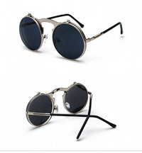Thumbnail for Sunglasses Round Metal Women Men Style Retro Flip Circular Double Sun Glasses AV8R