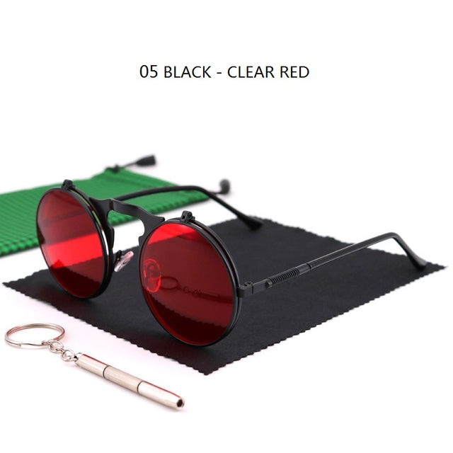Sunglasses Round Metal Women Men Style Retro Flip Circular Double Sun Glasses AV8R