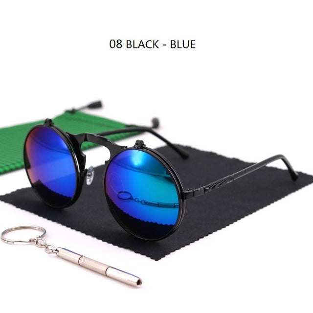 Sunglasses Round Metal Women Men Style Retro Flip Circular Double Sun Glasses AV8R