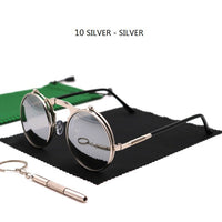 Thumbnail for Sunglasses Round Metal Women Men Style Retro Flip Circular Double Sun Glasses AV8R