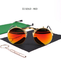 Thumbnail for Sunglasses Round Metal Women Men Style Retro Flip Circular Double Sun Glasses AV8R