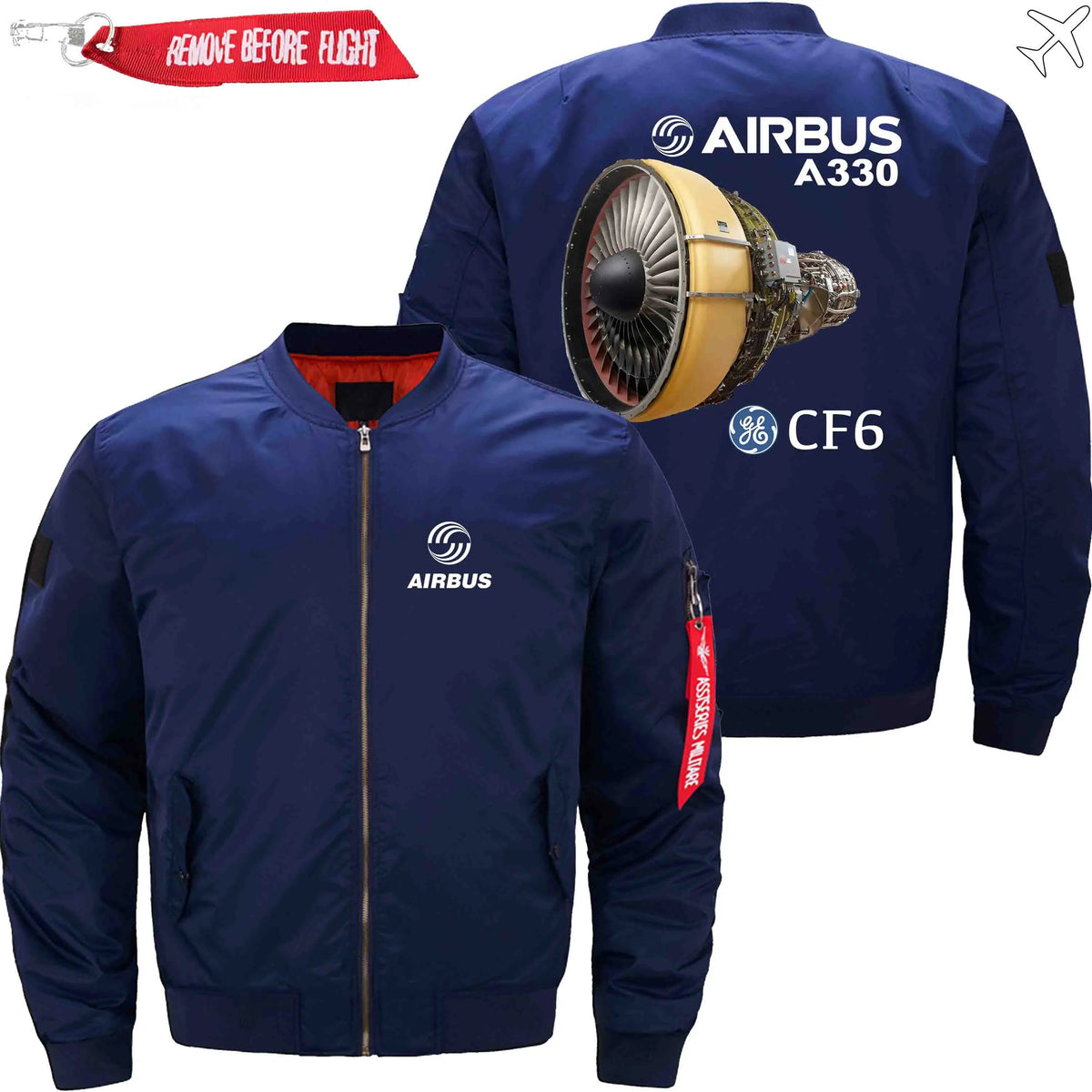 AIRBUS A330 CF6 ENGINES GE AVIATION ETET BOMBER JACKET FLIGHT JACKET AVIATOR JACKET