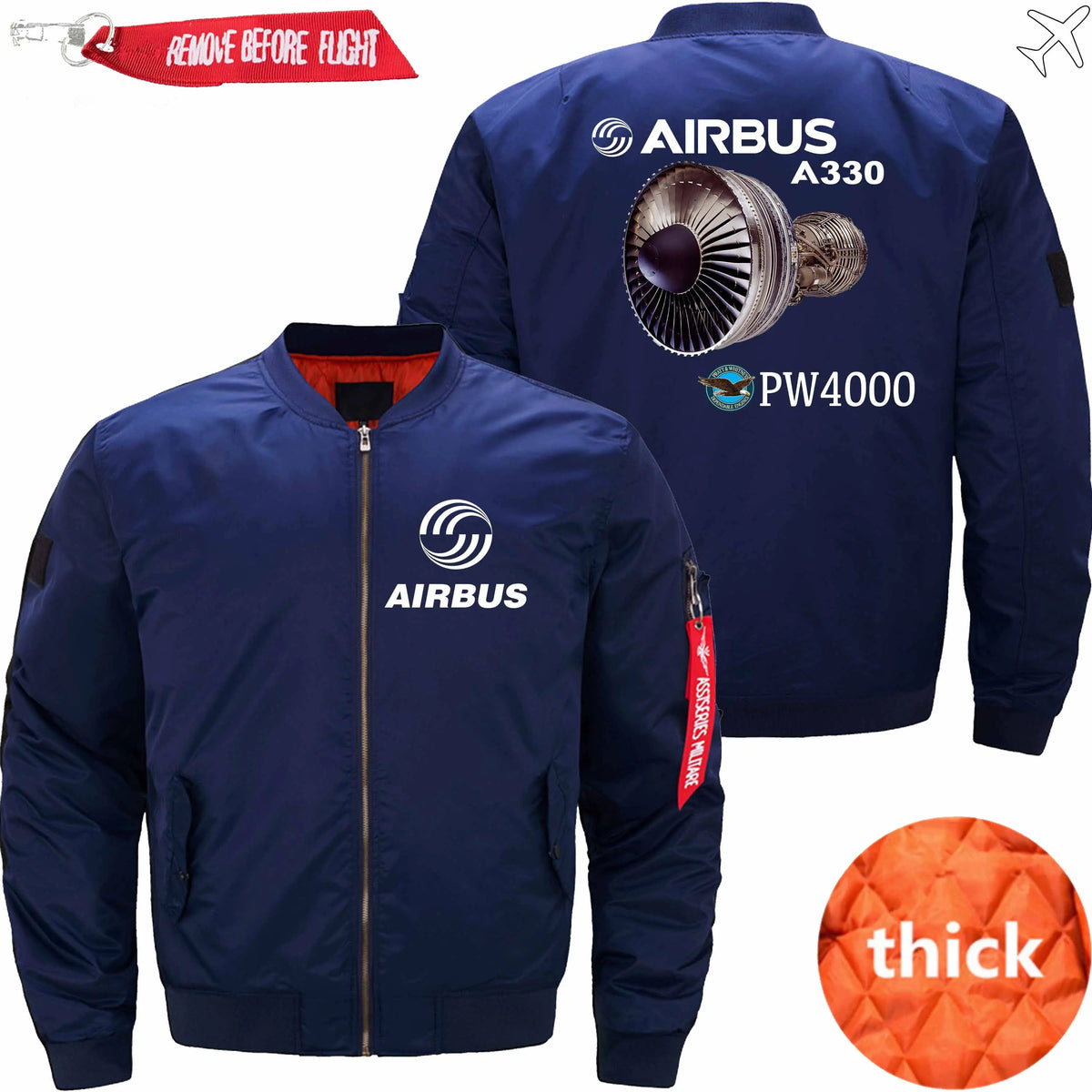 AIRBUS A330 PRATT & WHITNEY PW4000 ENGINE MA-1 BOMBER JACKET FLIGHT JACKET AVIATOR JACKET