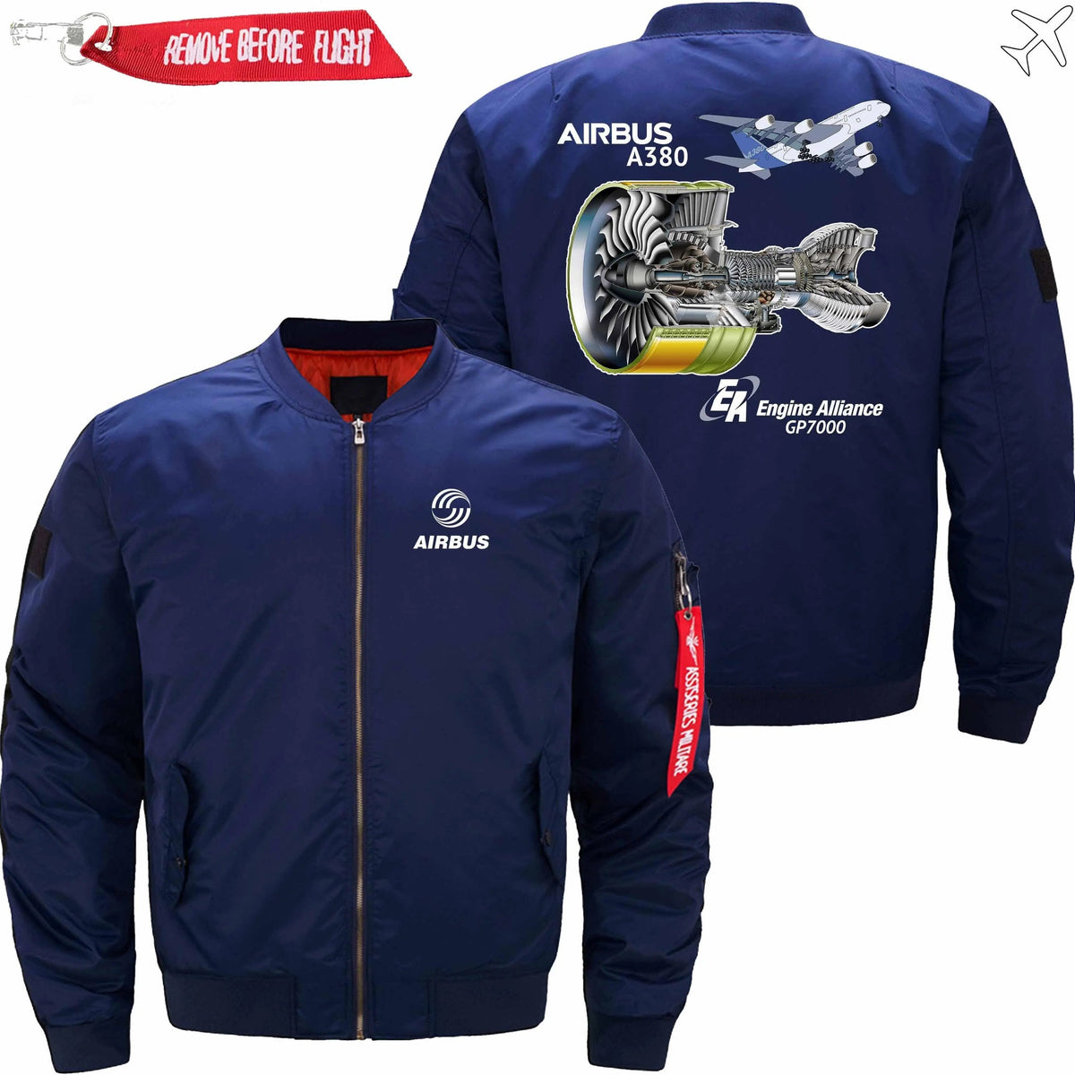 AIRBUS A380 GP7000 ENGINE MA-1 BOMBER JACKET FLIGHT JACKET AVIATOR JACKET