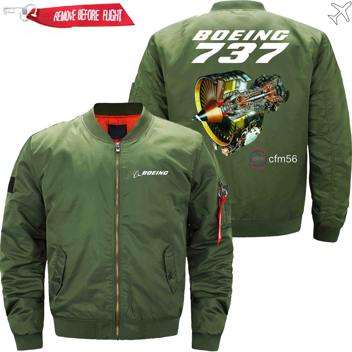 BOEING 737 CFM 56 ETET73 BOMBER JACKET FLIGHT JACKET AVIATOR JACKET