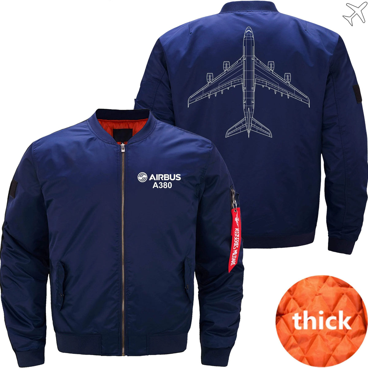 AIRBUS A380 DIAGRAM ETET BOMBER JACKET FLIGHT JACKET AVIATOR JACKET