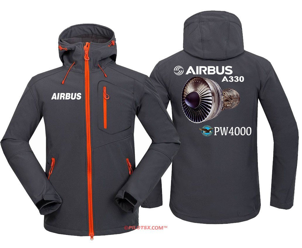 AIRBUS A330 PW4000 FLEECE WATERPROOF WINDPROOF SOFTSHELL HOODED JACKET