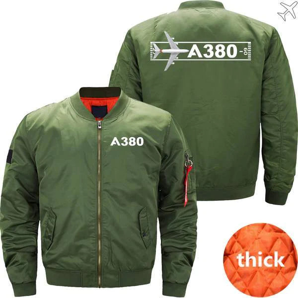 AIRBUS A380 TAKEOFF TIME ETET BOMBER JACKET FLIGHT JACKET AVIATOR JACKET