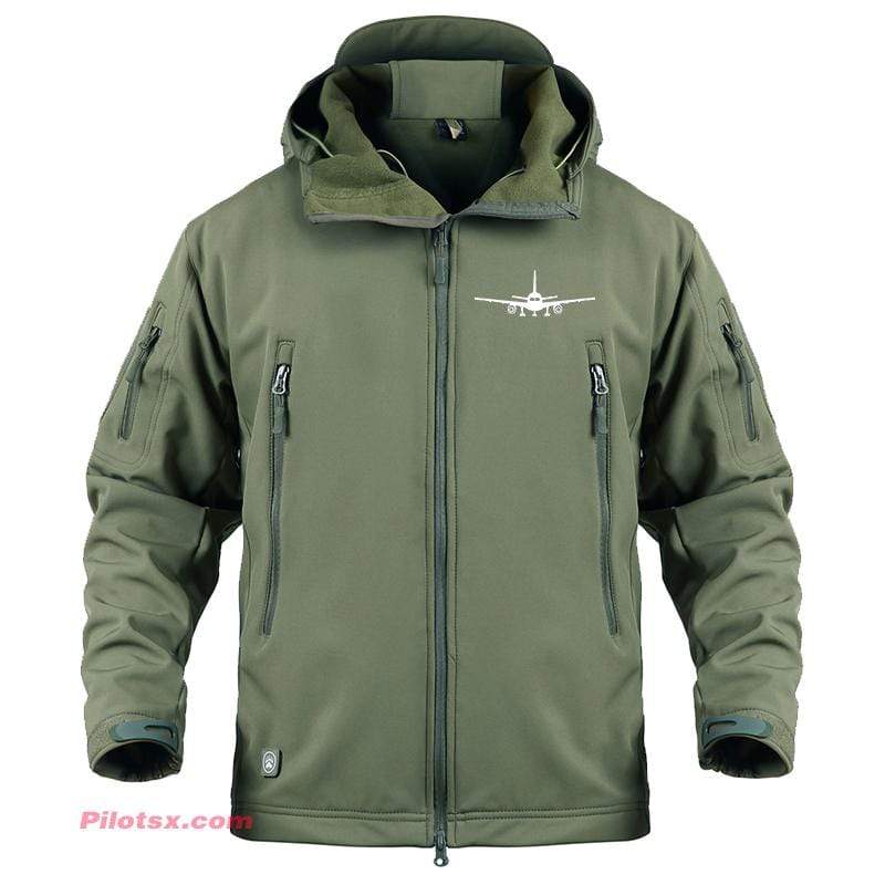 AIRPLANE LOVER Military Fleece Army Green / S Boeing 737 Aircraft