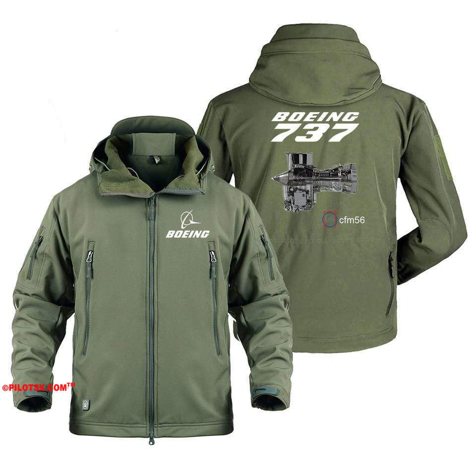 AIRPLANE LOVER Military Fleece Army Green / S Boeing 737 Engine