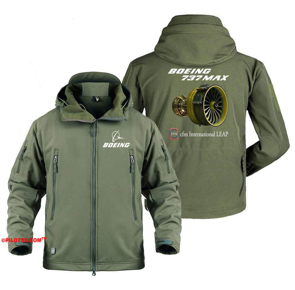 AIRPLANE LOVER Military Fleece Army Green / S Boeing 737 MAX Engine