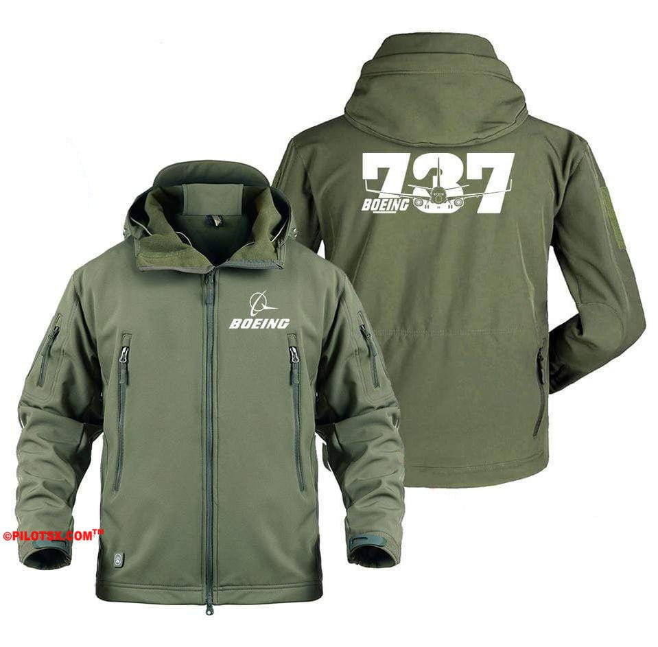 AIRPLANE LOVER Military Fleece Army Green / S Boeing 737 Nice Views