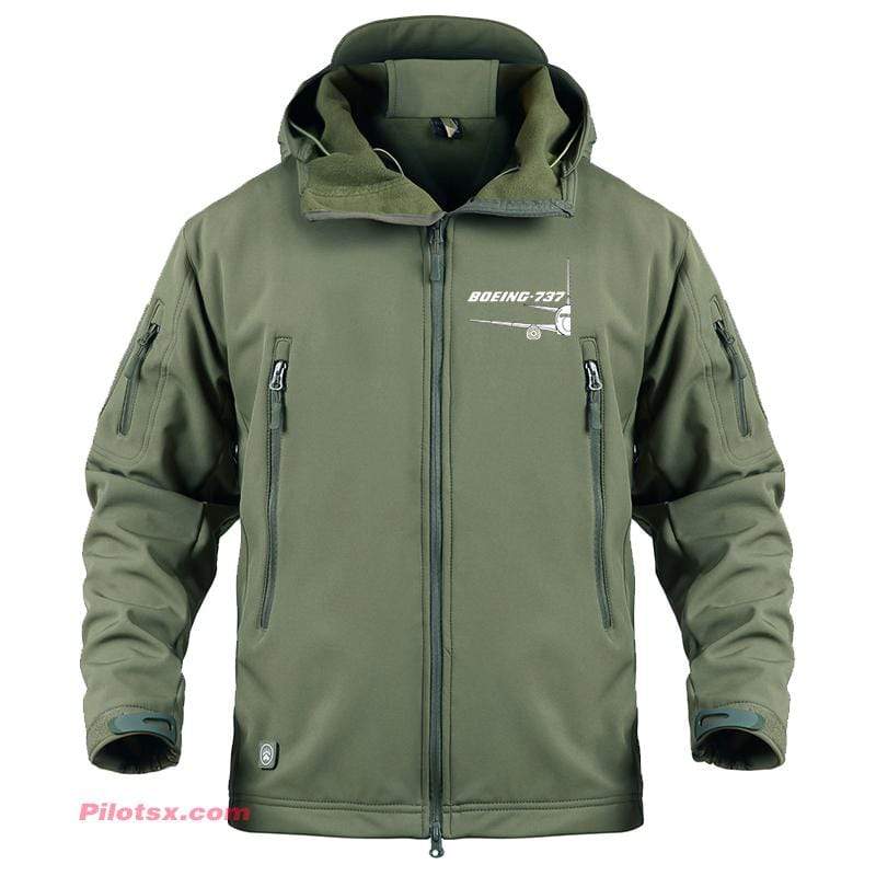 AIRPLANE LOVER Military Fleece Army Green / S Boeing 737 Side view