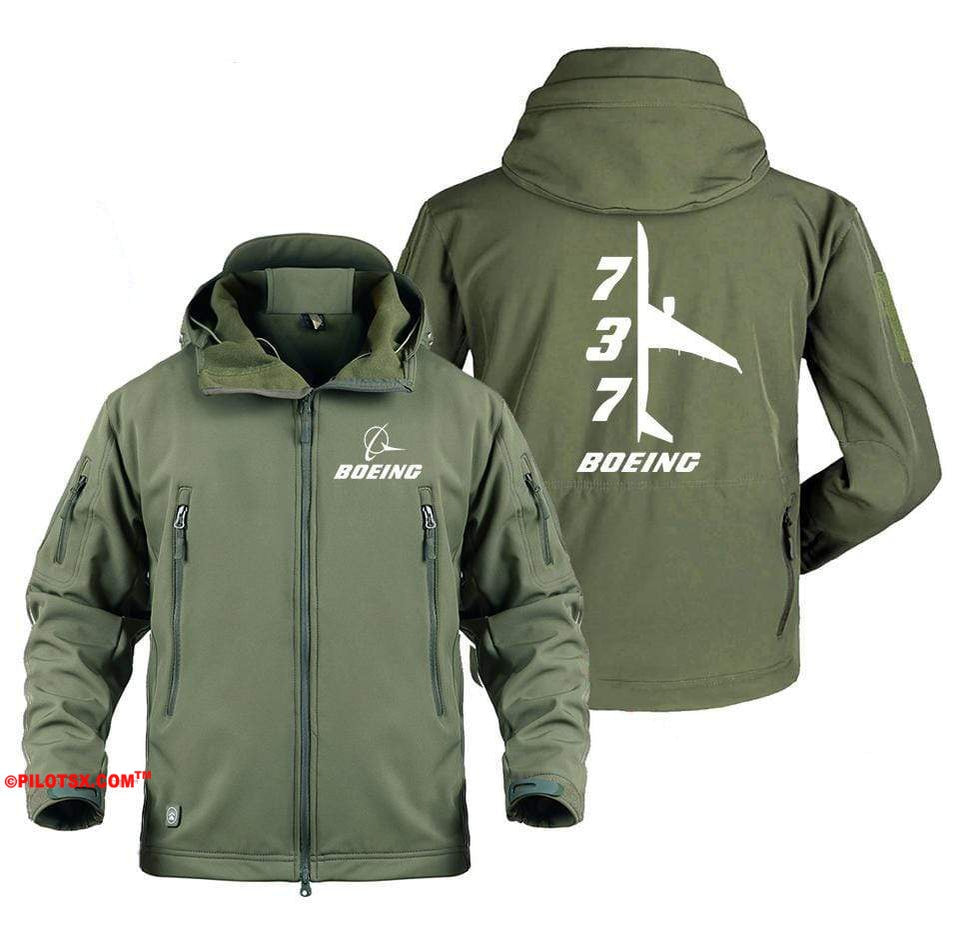 AIRPLANE LOVER Military Fleece Army Green / S Boeing 737 Side Views