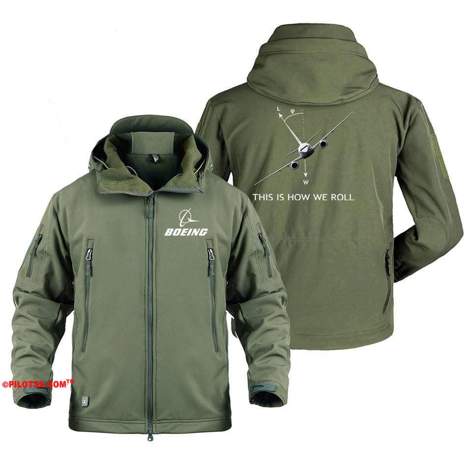 AIRPLANE LOVER Military Fleece Army Green / S Boeing 737 This is How we Roll