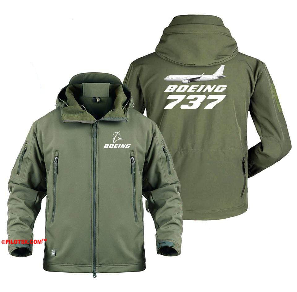 AIRPLANE LOVER Military Fleece Army Green / S Boeing 737 With Aircraft