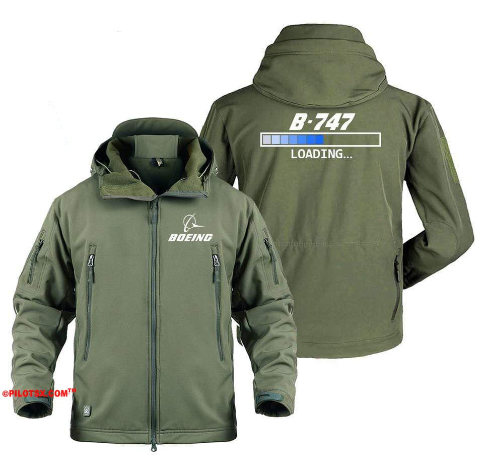 AIRPLANE LOVER Military Fleece Army Green / S Boeing 747 Loading