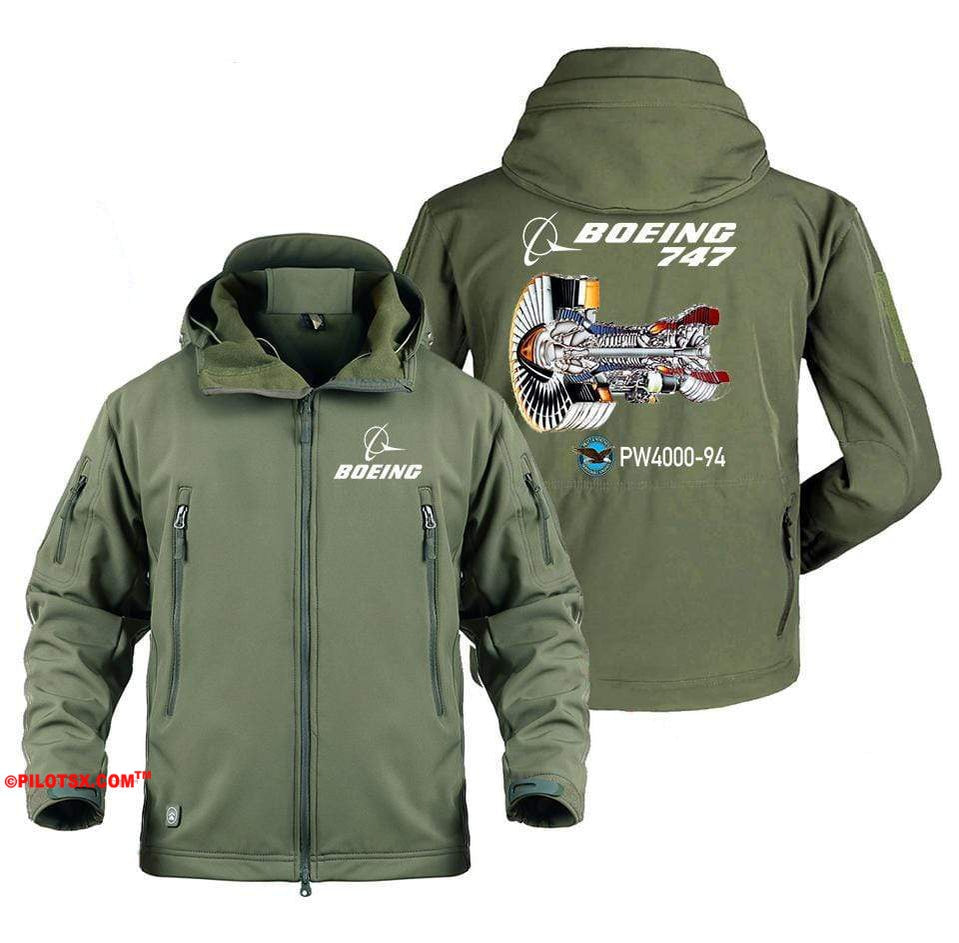 AIRPLANE LOVER Military Fleece Army Green / S Boeing 747-PW4000-94