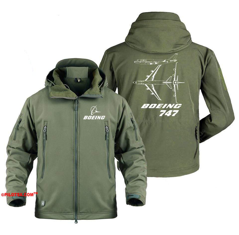 AIRPLANE LOVER Military Fleece Army Green / S Boeing 747 Real views