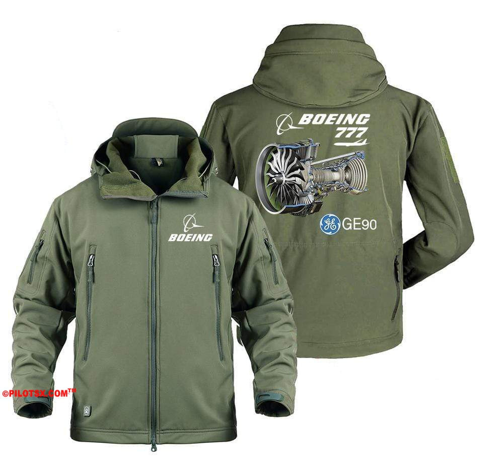 AIRPLANE LOVER Military Fleece Army Green / S Boeing 777 GE90