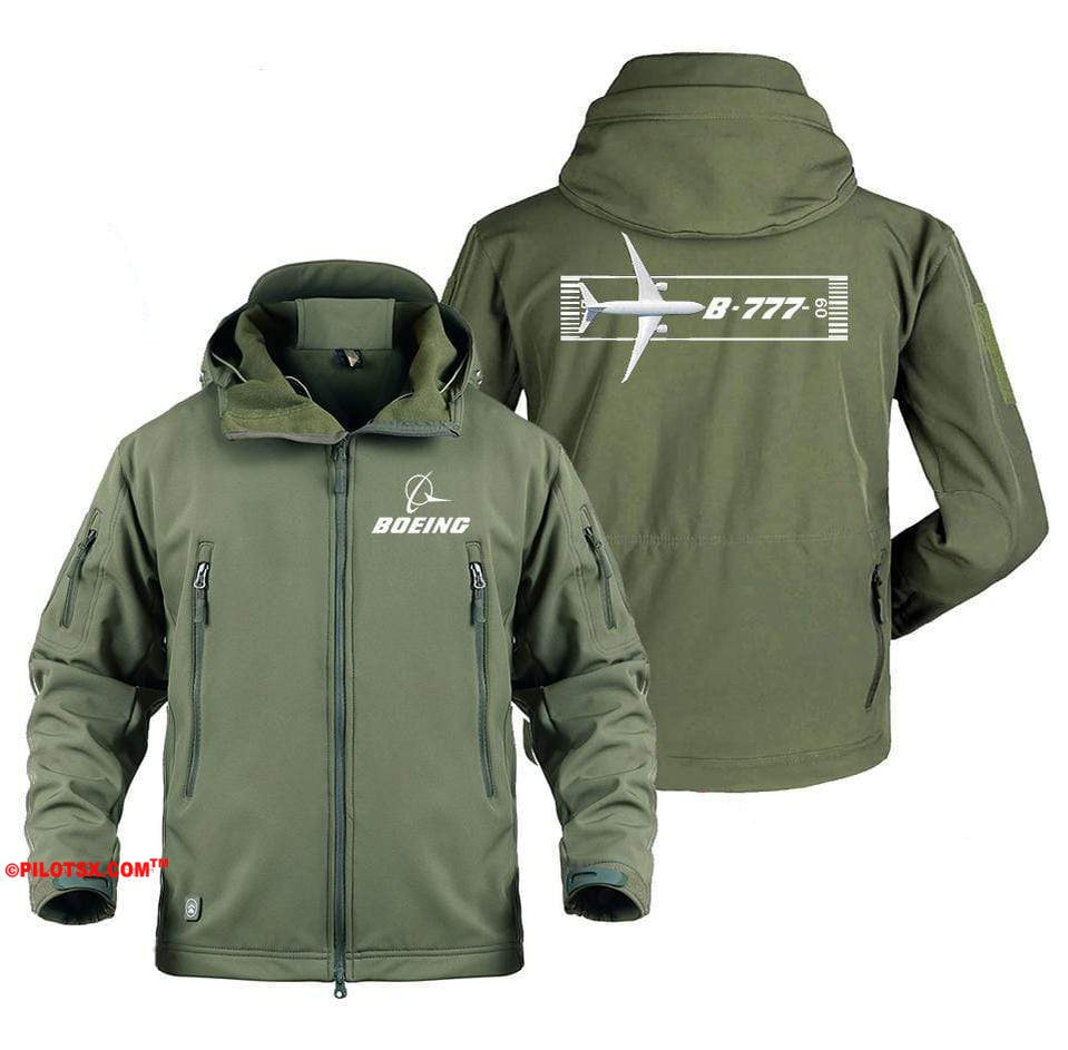 AIRPLANE LOVER Military Fleece Army Green / S Boeing 777 Takeoff Time