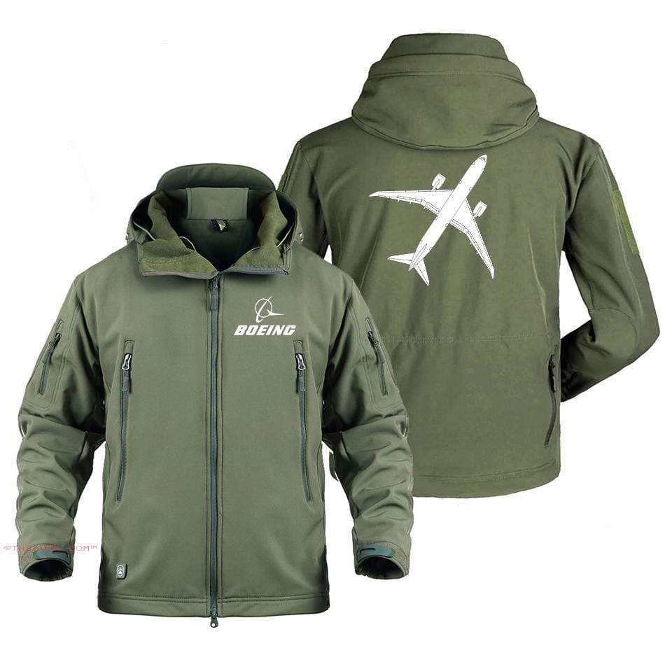 AIRPLANE LOVER Military Fleece Army Green / S Boeing 787 Aircraft