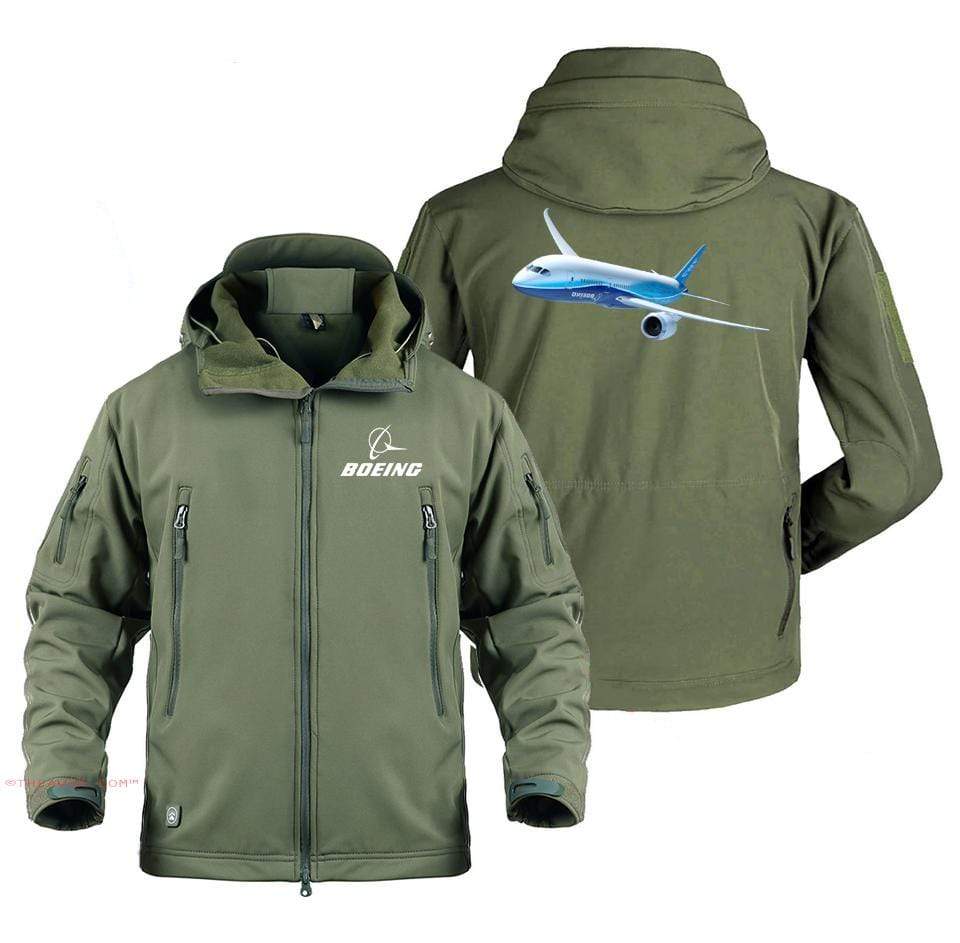 AIRPLANE LOVER Military Fleece Army Green / S Boeing 787 Flying