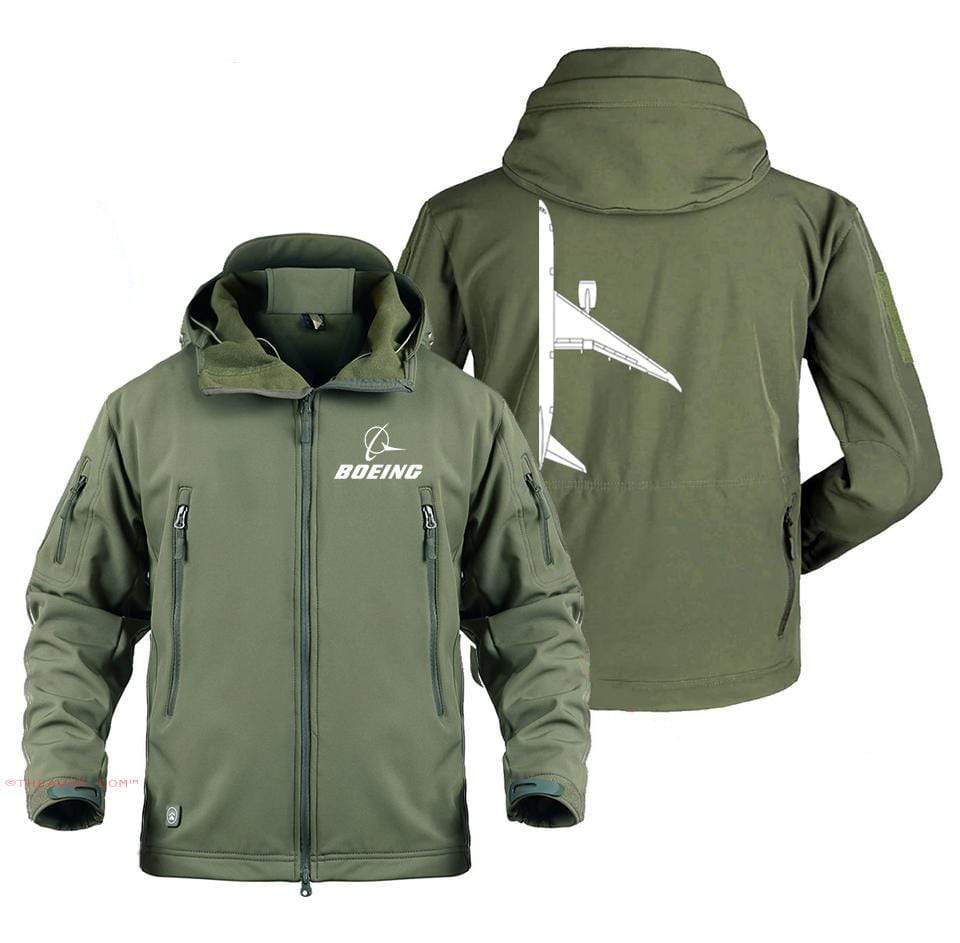 AIRPLANE LOVER Military Fleece Army Green / S Boeing 787 Side View